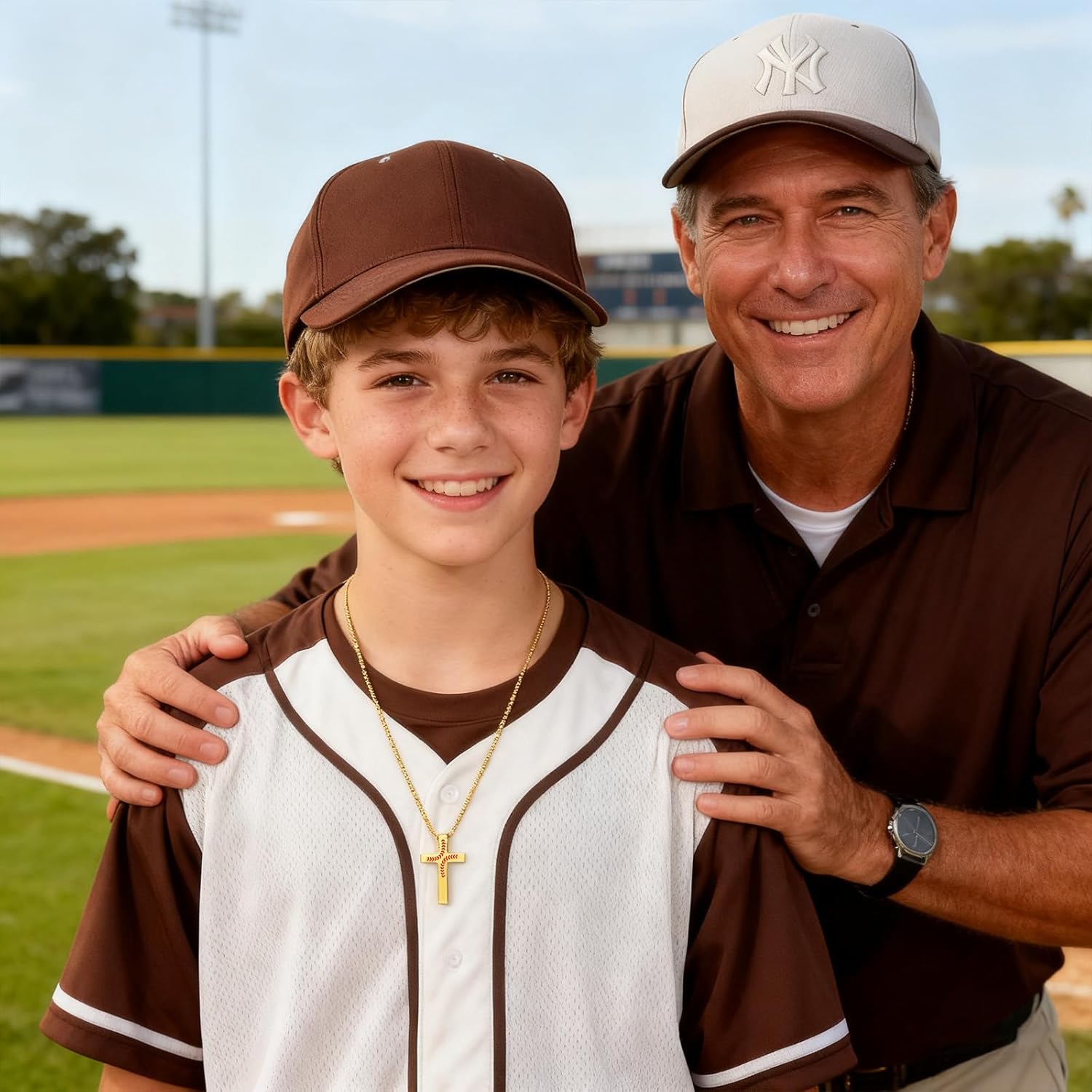 HETICA Baseball Bible Verse Cross Necklace Stainless Steel Chain Pendant Religious Baseball Stuff Accessories Jewelry Graduation Christmas Gifts - Image 6