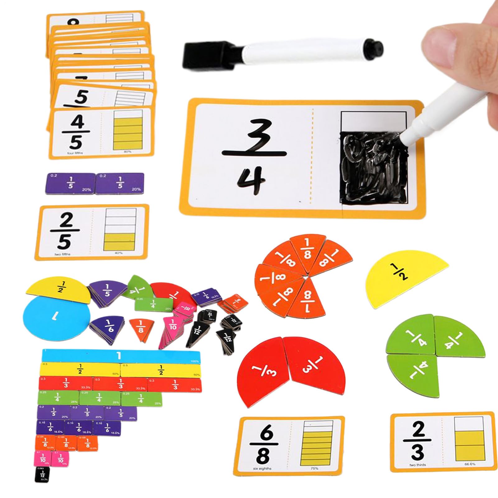 Fractions magnétiques - Matériel de manipulation des fractions, Jeu éducatif pour enfants dès 3 ans