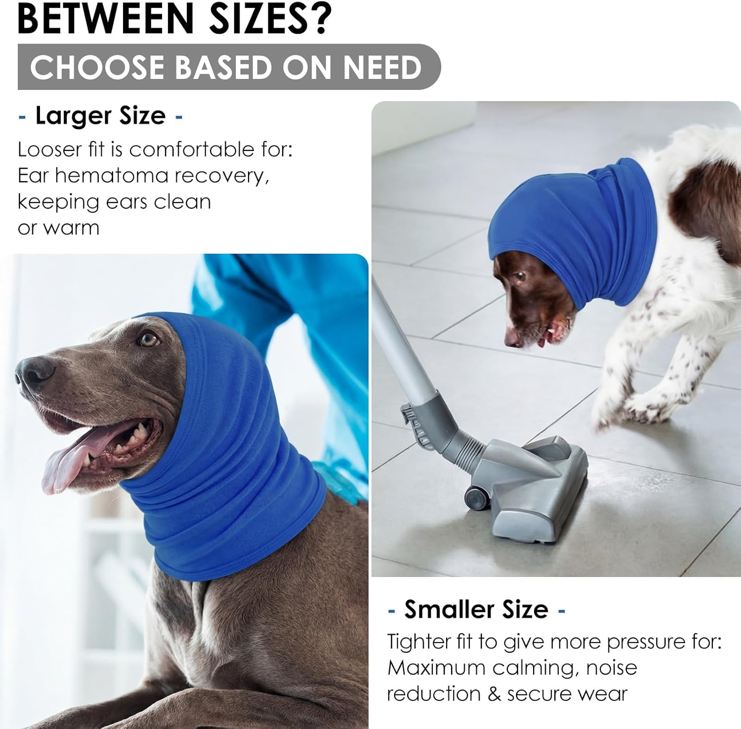 KOESON Dog Calming Hoodie for Large Breeds, Adjustable No Shake Ear Wraps for Dogs, Soft Dog Ear Muffs Noise Protecion, Pet Head, Ear & Neck Covers for Thunder, Firework, Separation Anxiety, Hematoma