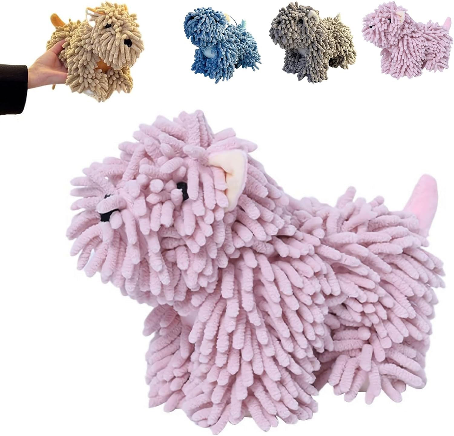 YongXinMY Chenille Dog Hand Towel Ball – Microfiber Super Absorbent Quick Dry Soft 3D Fluffy Puppy Plush Hanging Towels For Bathroom Kitchen Sink Washstand Countertop Home Decor (Pink,1pc)