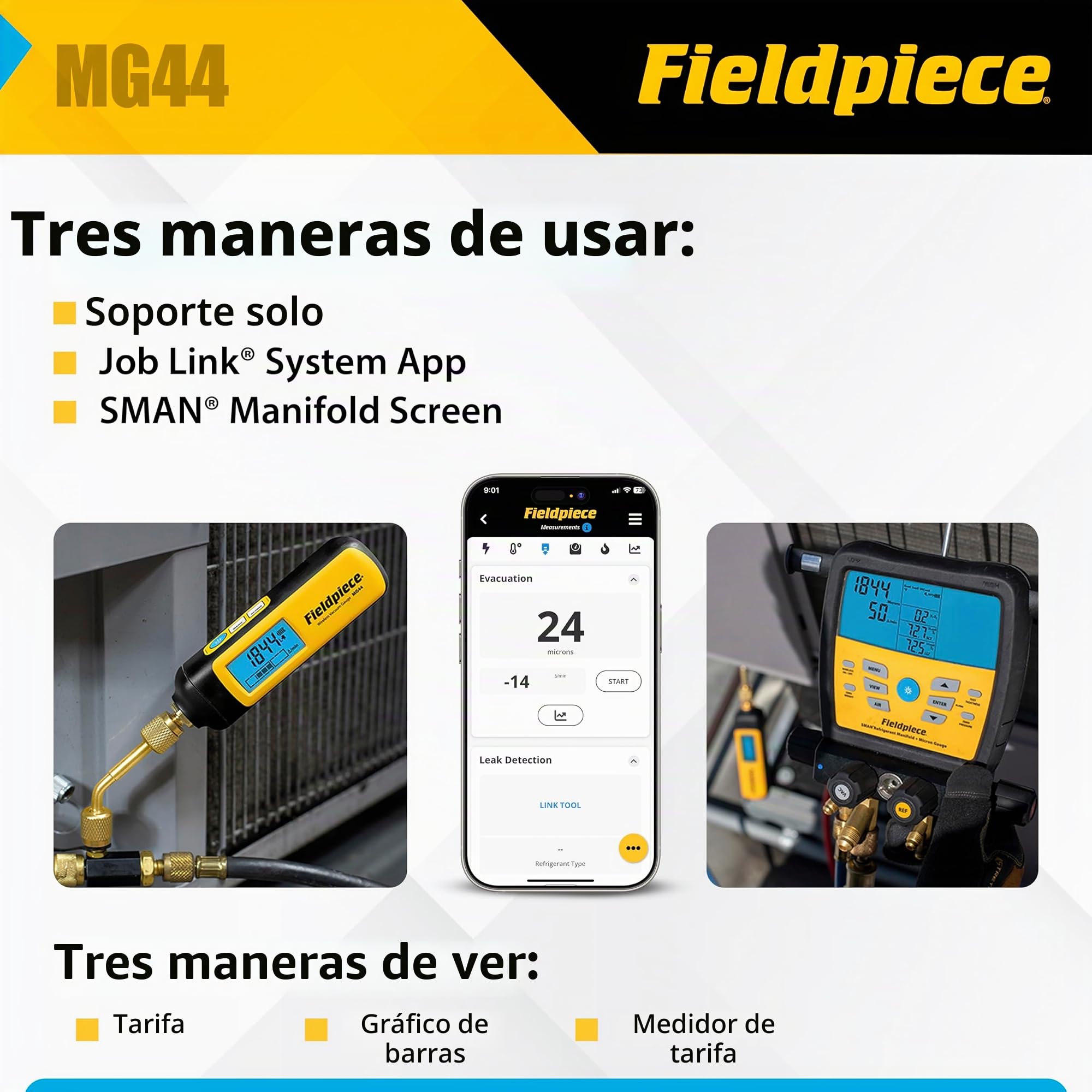 Fieldpiece MG44 - Medidor de vacío inalámbrico