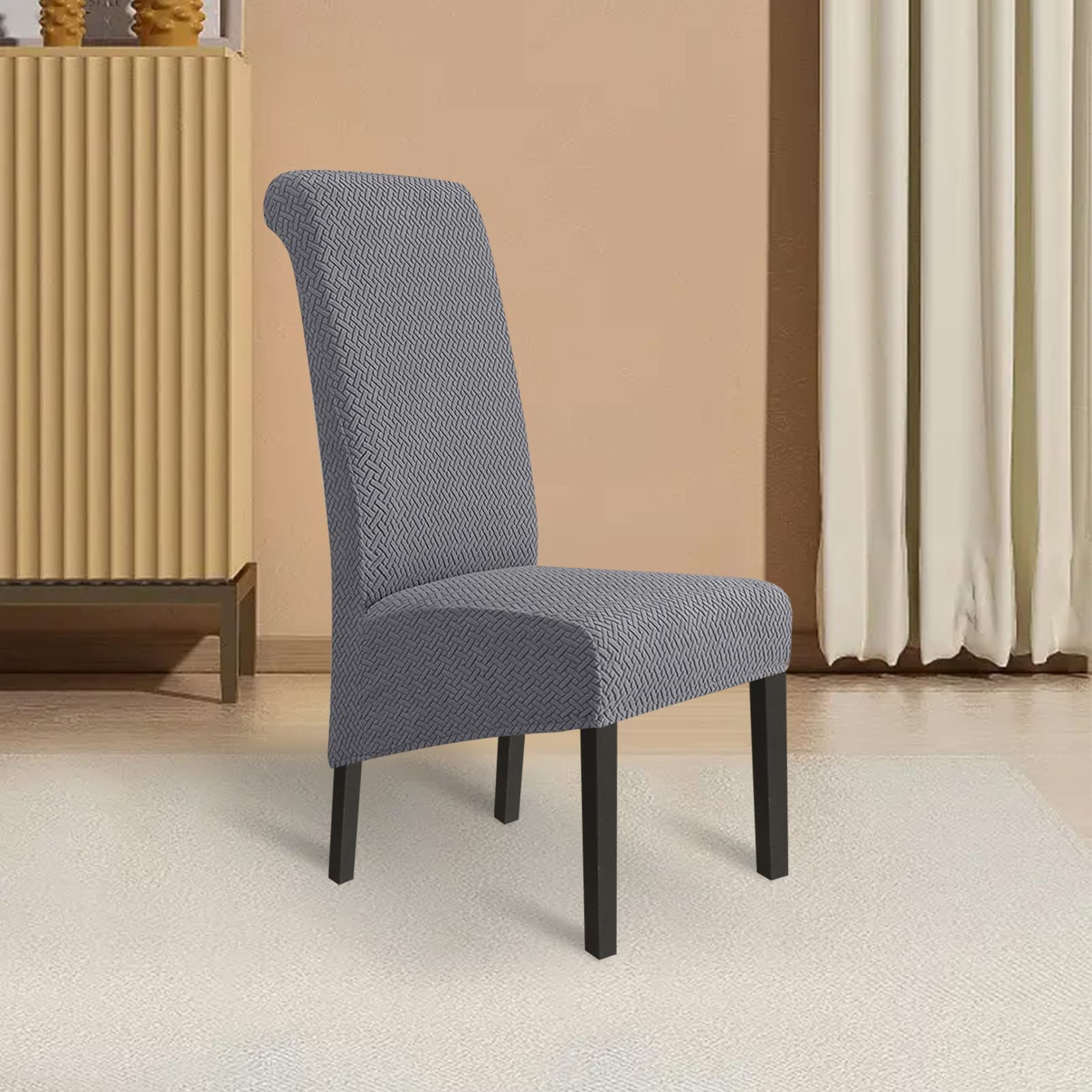Lydevo Stuhlhussen XL 6er Set Stretch Stuhlhussen Schwingstühle XL für Esszimmerstühle Spandex Universal-Stuhlbezug Large Dining Chair Schonbezüge für Stuhl Esszimmer Hotel Bankett,Diagonal#Grau