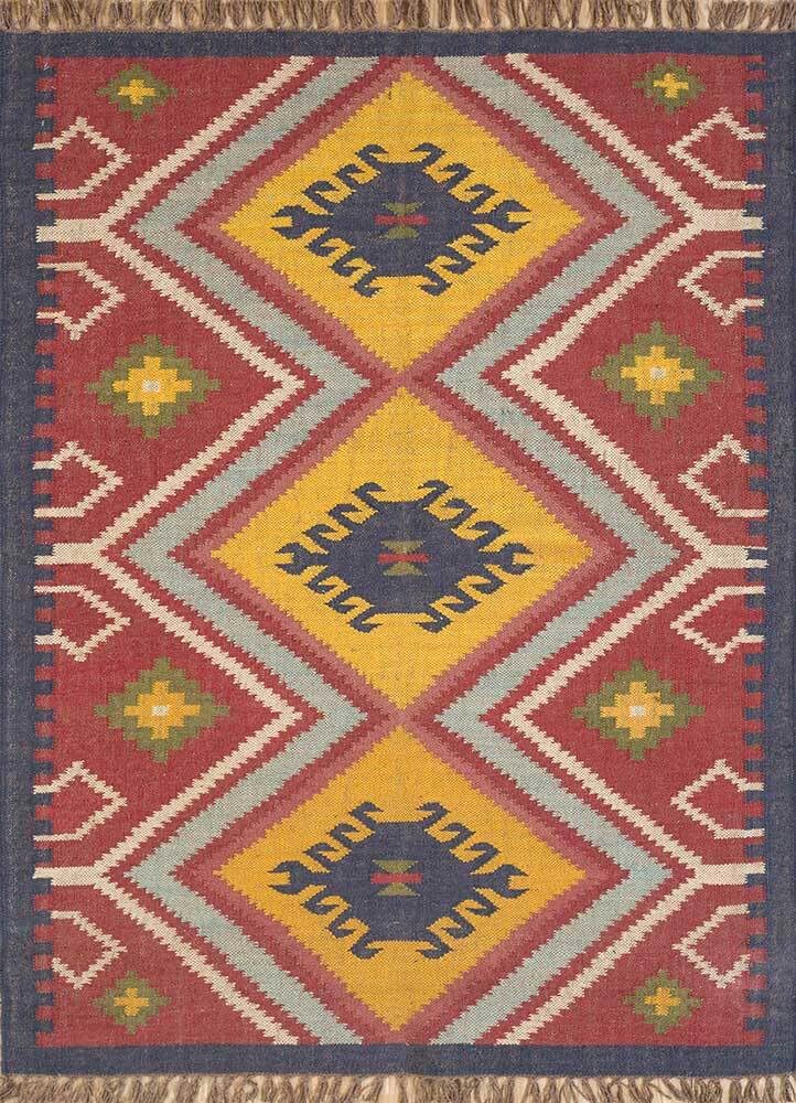 Tapis Kilim en laine et jute fait à la main - Tapis rustique tribal bohème (200 × 300 cm)