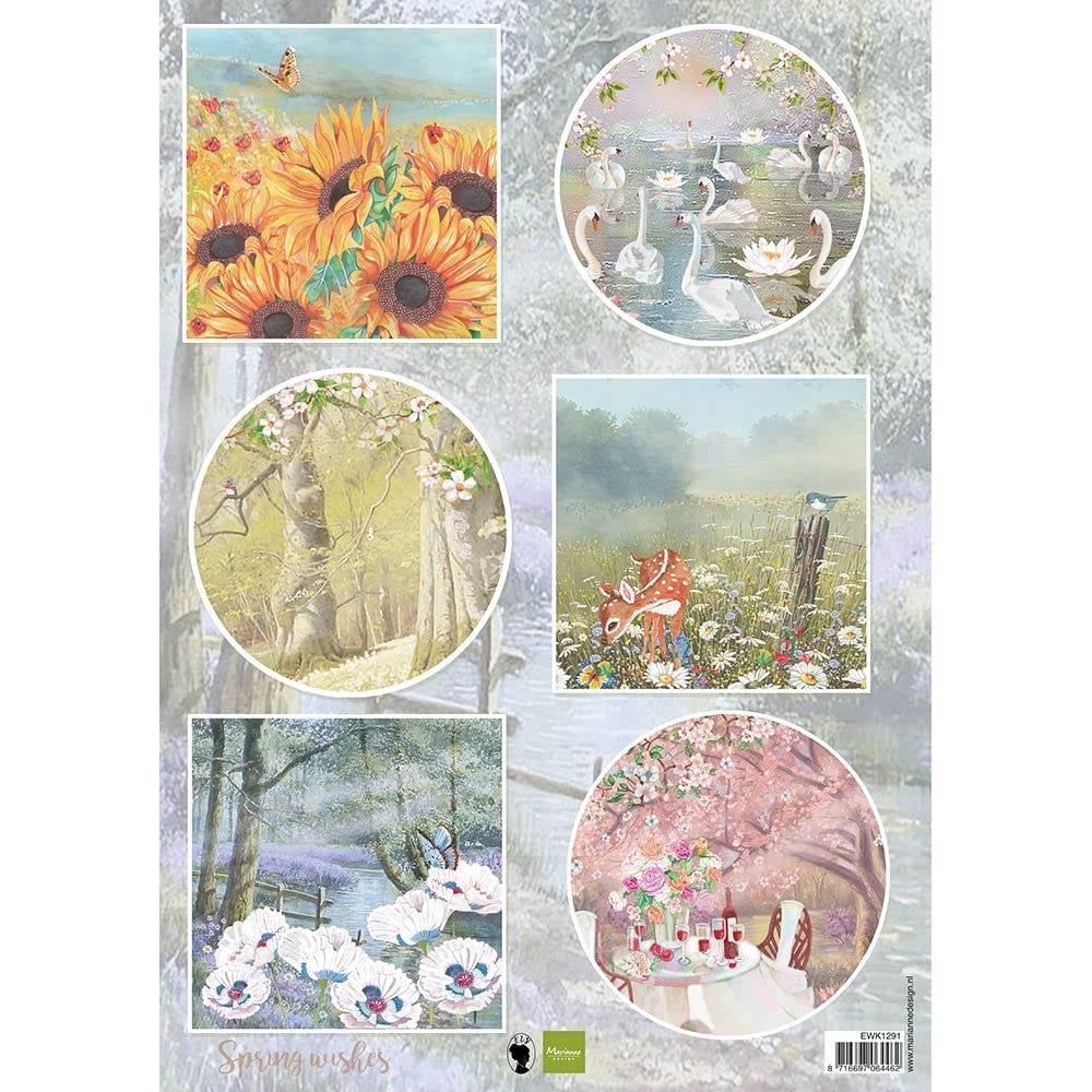Marianne Design A4 Cardtoppers Sheet - Spring Wishes Swans EWK1291