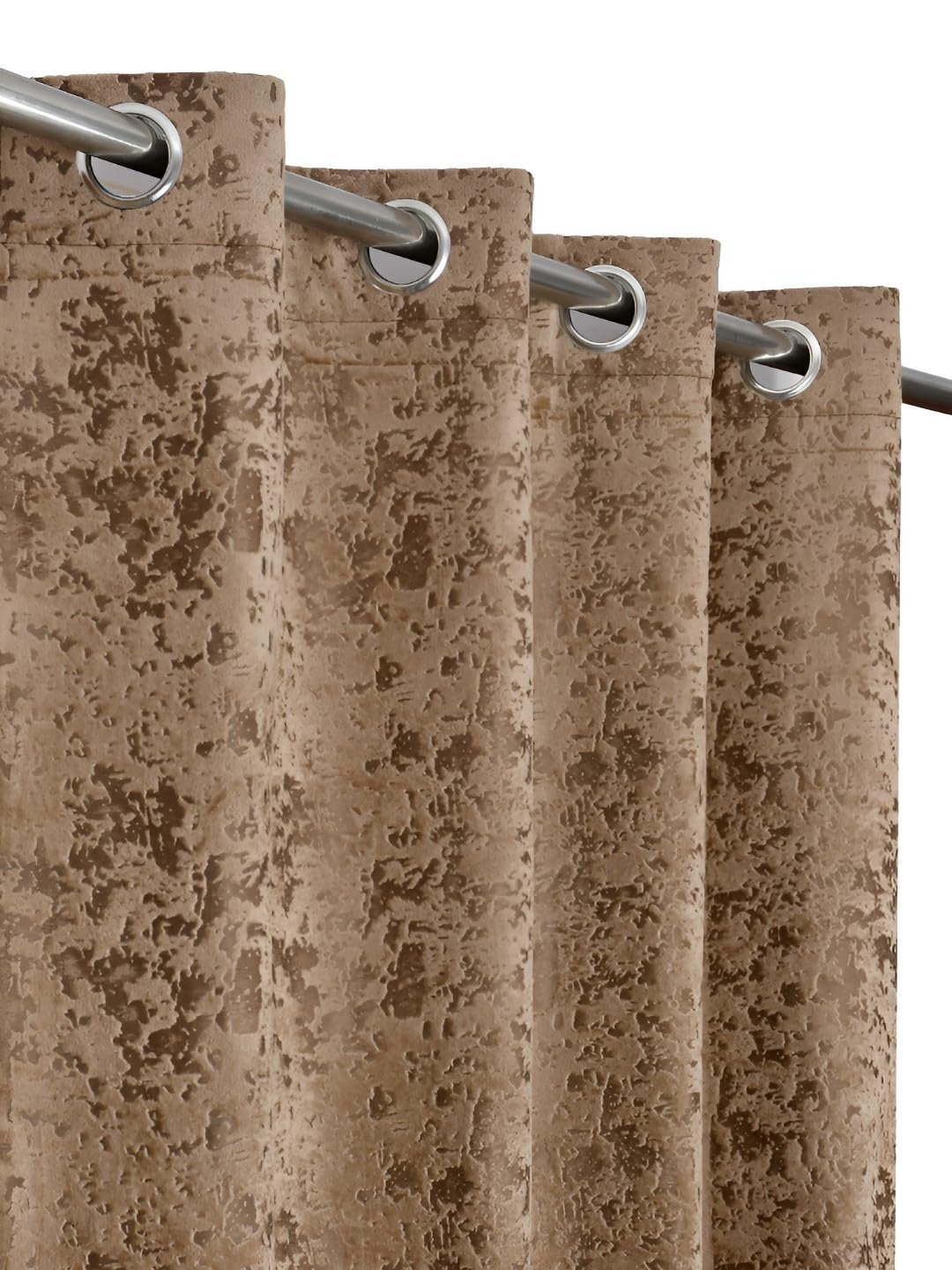 IVAZA Premium Velvet Burnout Pattern 70% Blackout Opaque Curtains - Thermal Insulated, Heavy Blackout Opaques, Room Darkening Curtain for Door 7 Feet Pack of 1 Brown Burnout