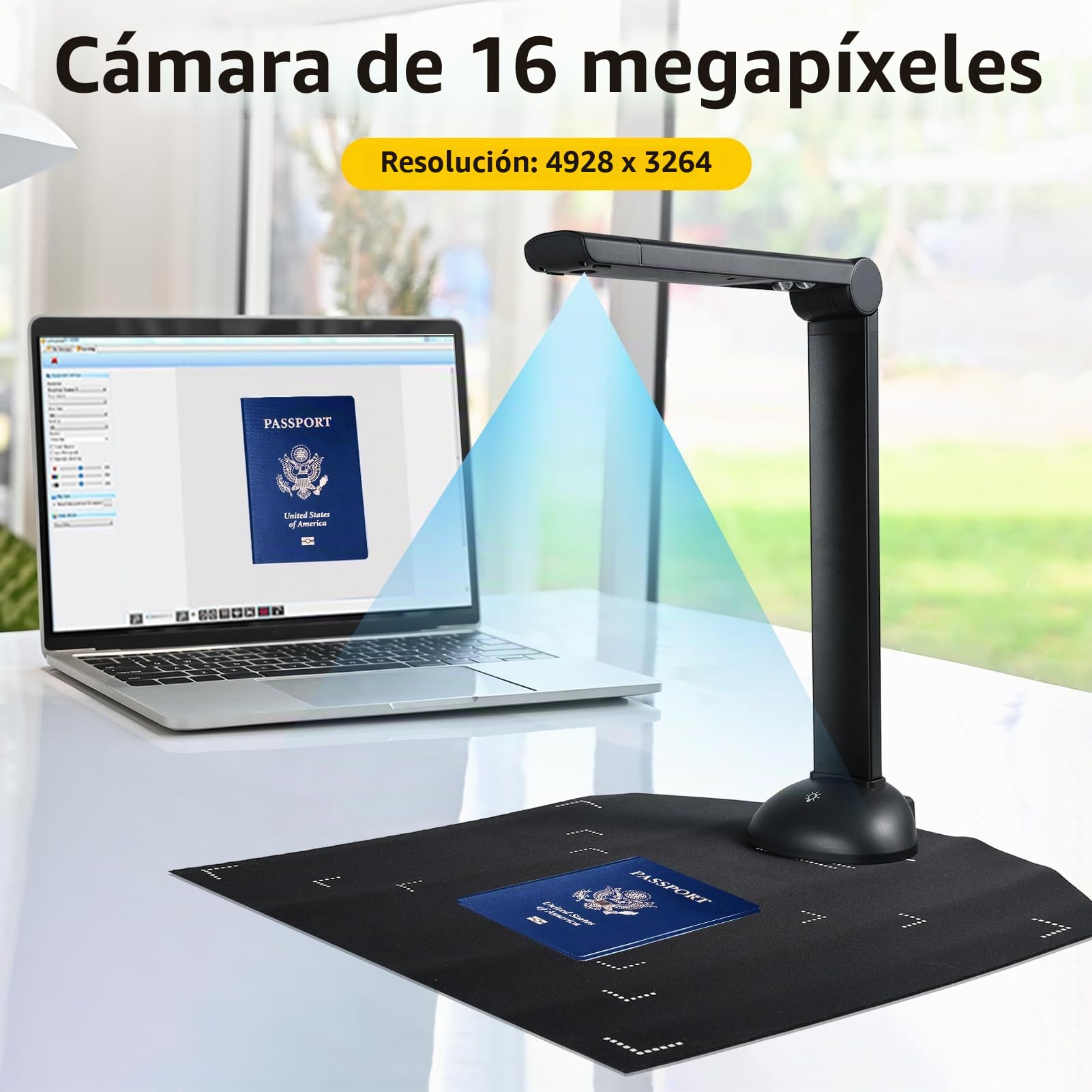 Escáner de libros con cámara de documentos A3 A4 con luz de relleno LED HD 16 Mega-píxeles Soporte de escaneo de alta velocidad Software OCR multilingüe Puerto USB compatible con