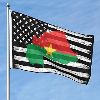 Double-Sided US And Burkina Faso Terrain Map Flags 5x8 Ft Heavy Duty Durable Outdoor Decorative Banner Large Home Yard Flag