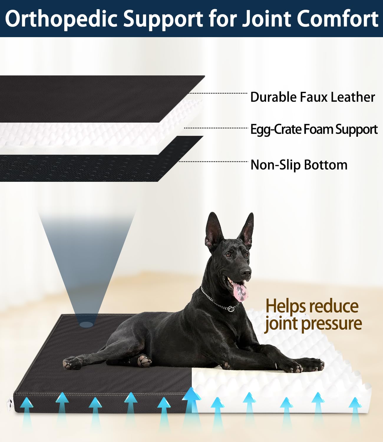 Cuccia impermeabile per cani di grandi dimensioni, ortopedico impermeabile con copertura rimovibile per il lavaggio, tappetino in schiuma per cassette per uova, adatto per animali domestici