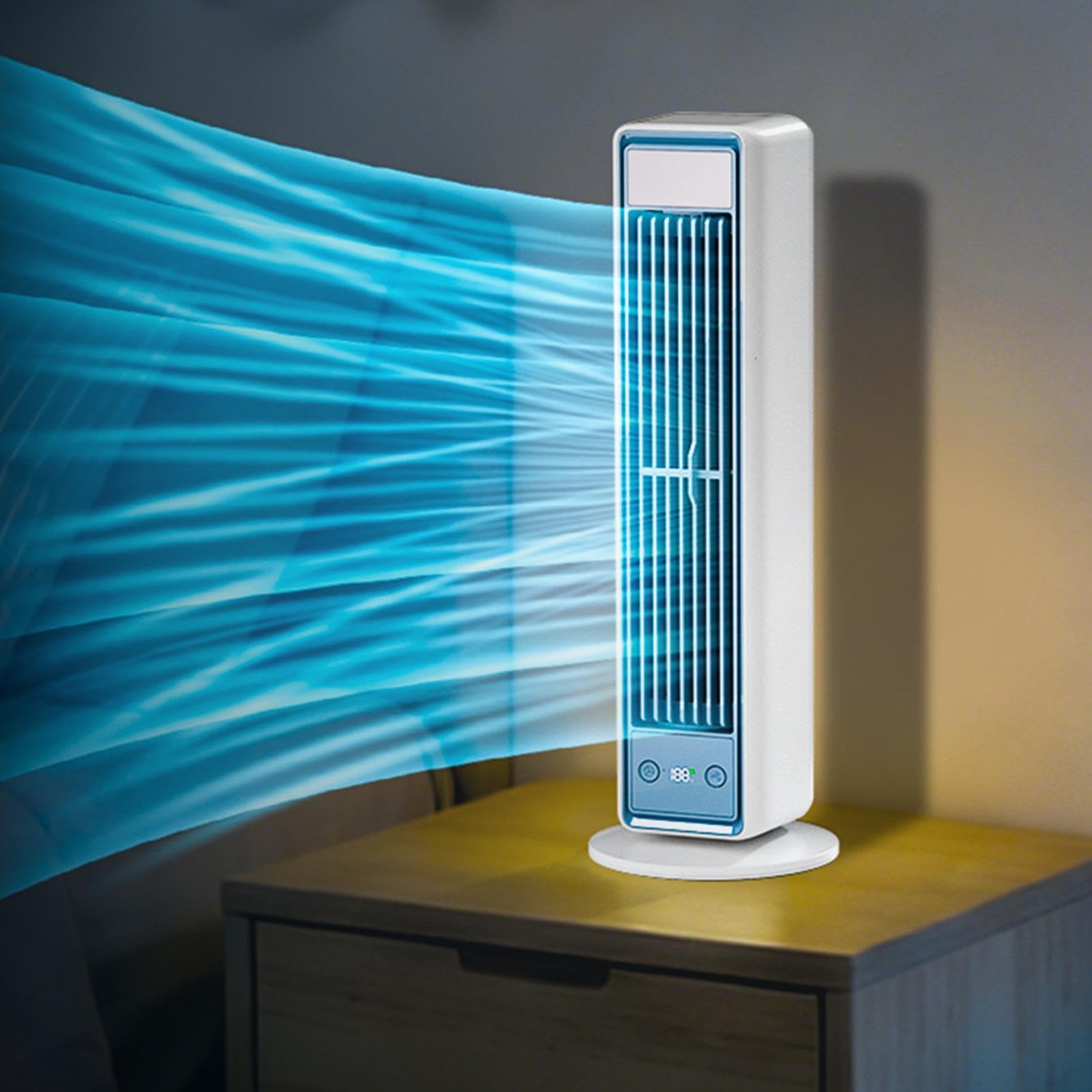 Ventilador Sin Aspas 5 Velocidades Control Táctil Recargable 3600 mAh | Ventilador portátil de pie para el dormitorio Para Hogar, Residencia Universitaria, Oficina, Salón, Restaurante