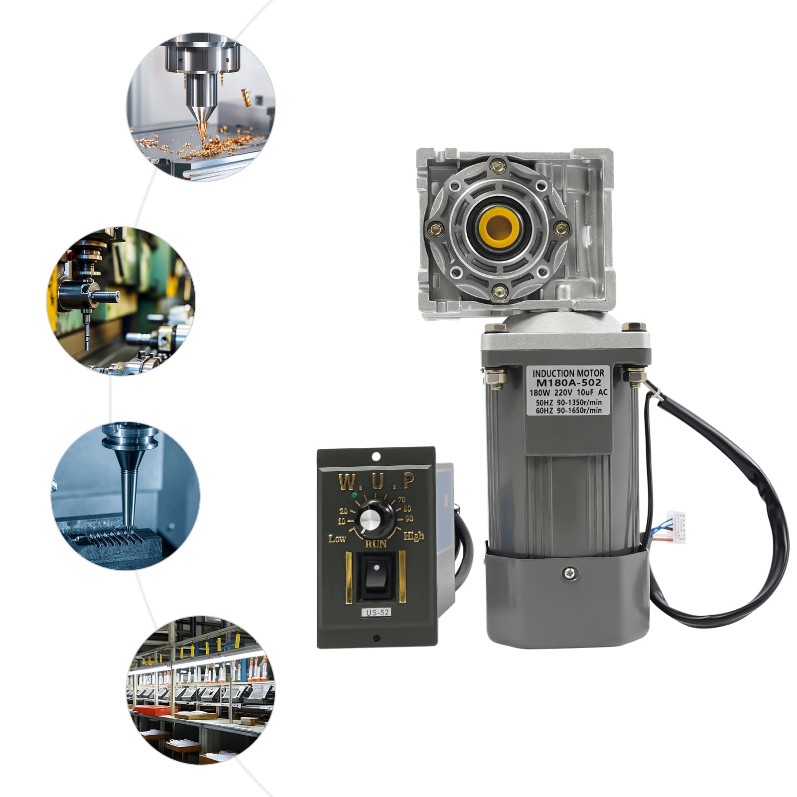 Schneckengetriebemotor mit Drehzahlregler 180W 35NM Drehmoment 0-27RPM für CNC-Anlagen