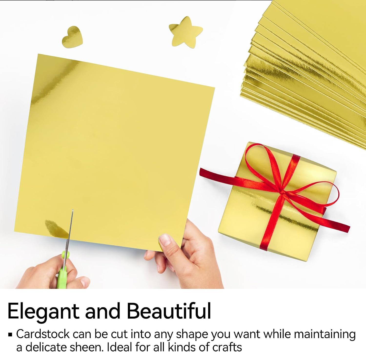 30 Sheets Metallic Gold Cardstock Paper - A4 Size (250gsm), Mirror Finish Gold Foil Board for Crafting, Invitations, and Decorations - Die Cut and Plotter Compatible