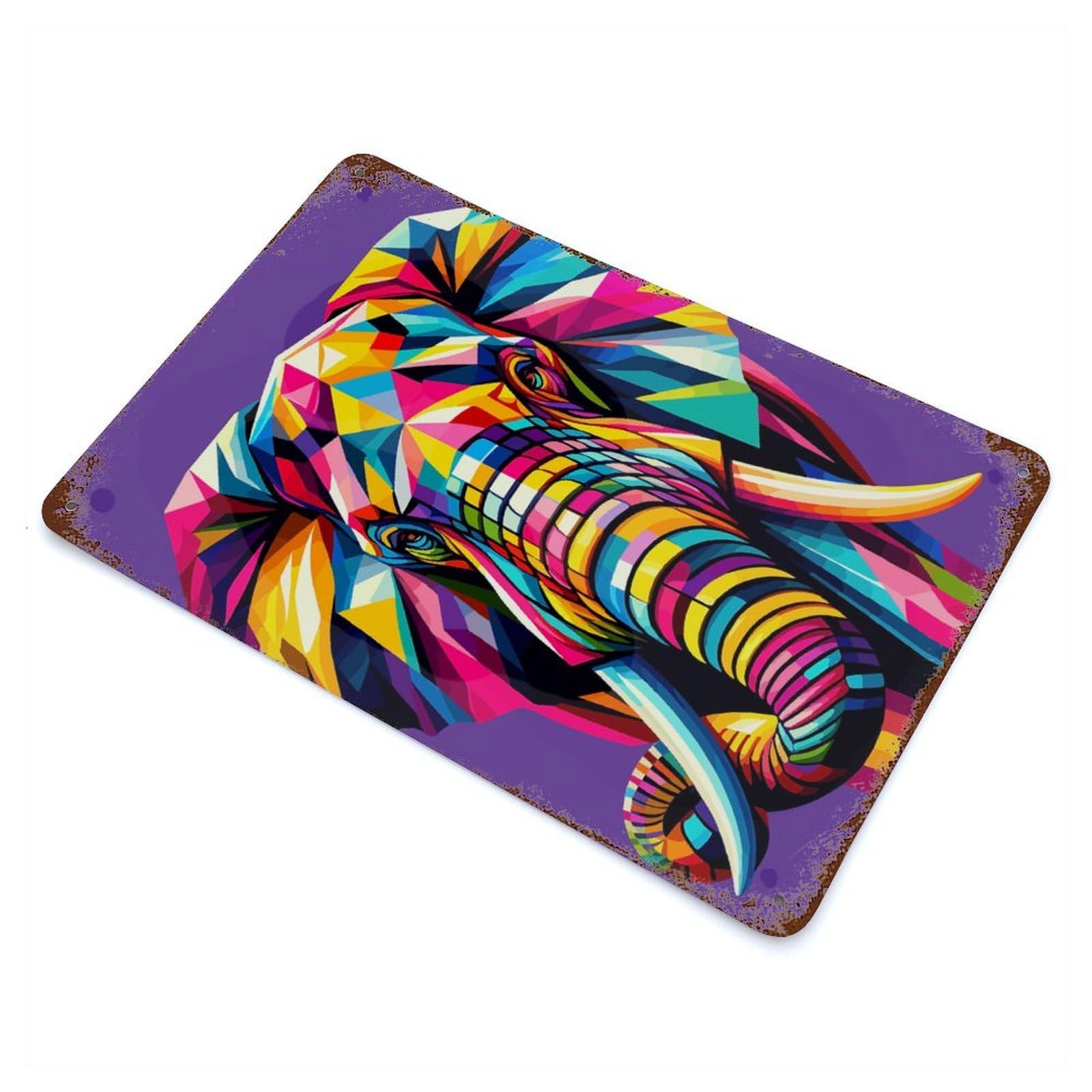 Elephant Wpap Pop Art 11.8"x7.9" Retro Metal Sign, Industrial Home Decor for Office, Studio And Wall Decor