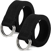 SKHAOVS Lot de 2 ceintures en toile pour homme, ceinture sans trou, ceinture en tissu réglable, ceinture de travail, ceinture à double anneau en D, ceintures décontractées, ceinture tressée, pour les