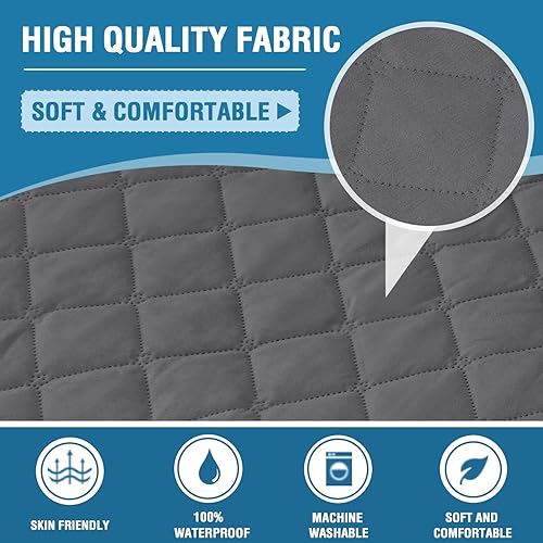 Miniatura 5 de H.VERSAILTEX Fundas para sofá de dos plazas para sofá de 2 cojines, funda para sofá para perros 100% impermeable, protector de muebles con correas