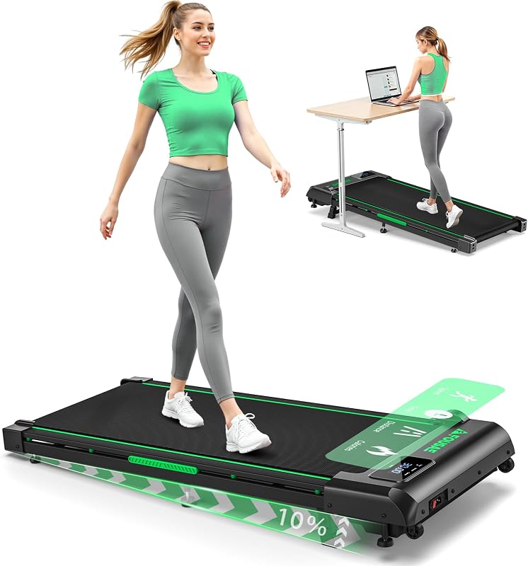 FOUSAE Walking Pad Treadmill, 6.2MPH Under Desk Walking Pad with 10% Incline, Treadmills for Home with Double Frame, 2.75HP Brushless Drive, 12 HIIT Programs, Remote Control, 350LBS Capacity