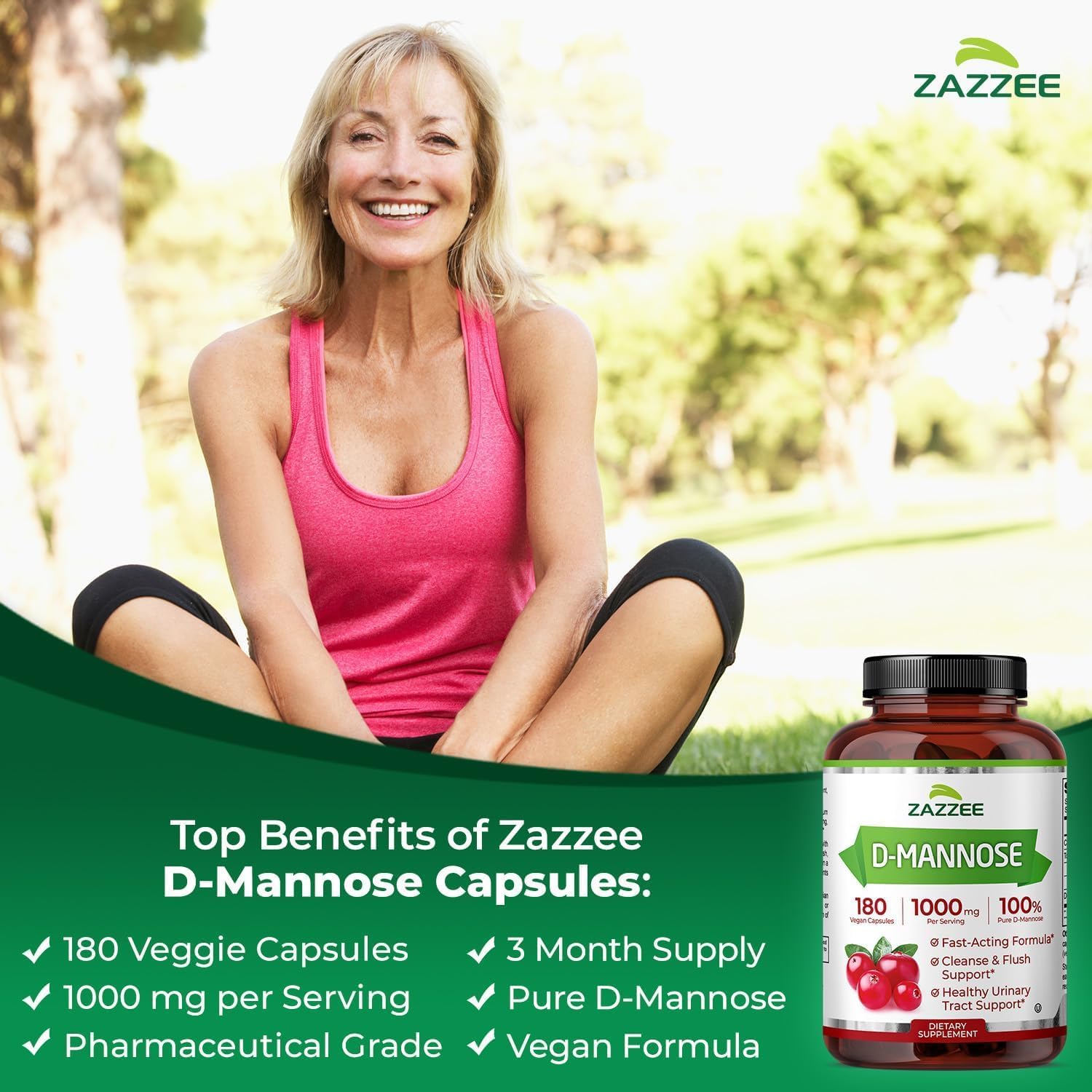 Zazzee Ultimate Urinary Tract Support Bundle | Super Concentrated Proanthocyanidin Cranberry Extract Capsules Plus D-Mannose 1000mg Capsules for UT & Bladder Cleansing