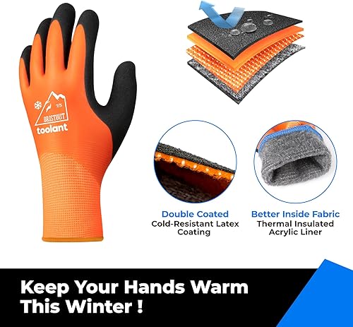 Miniatura 2 de Guantes de trabajo de invierno impermeables para hombres y mujeres, pantalla táctil, guantes para congelador, aislados térmicamente, para clima frío