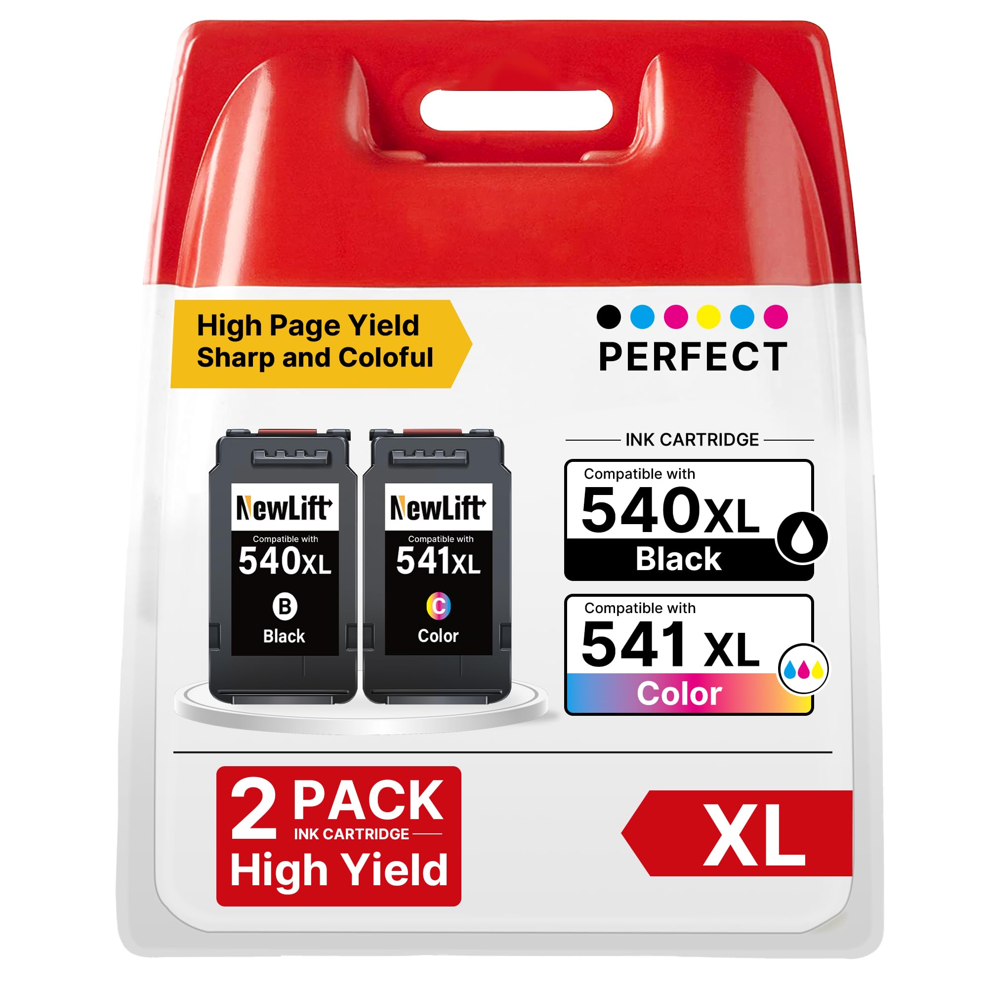 NewLift 540XL 541XL Multipack TS5150 Kompatibel für Canon druckerpatronen 540 541 PG-540XL CL-541XL Schwarz Color Kompatibel für Canon PIXMA TS5150 TS5151 MG3600 MG3650S MG3650 MG4250 TS4150i (2Pack)