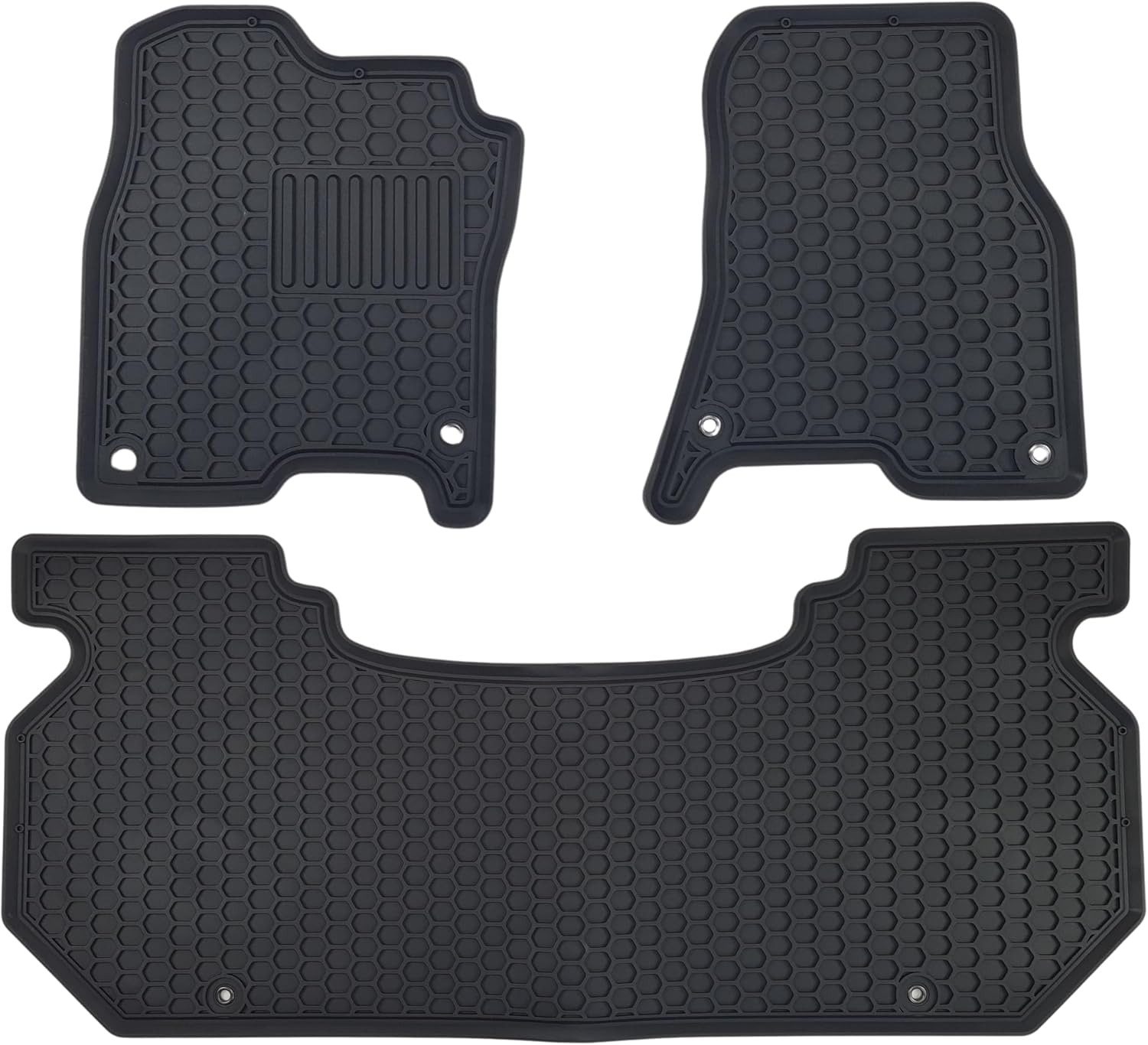 Custom-Made 2019-2024 Ram 1500 Crew Cab w/Factory Underseat Storage | Front & 2nd Row All-Weather Floor Mats (3-pc Black) ASDW