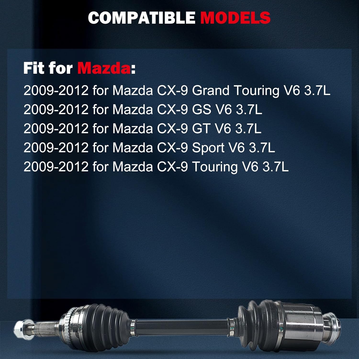 cciyu NCV47048 CV Axle Shaft Assembly Fit For Mazda CX-9 3.7L 2009-2012 Front Right Passenger Side