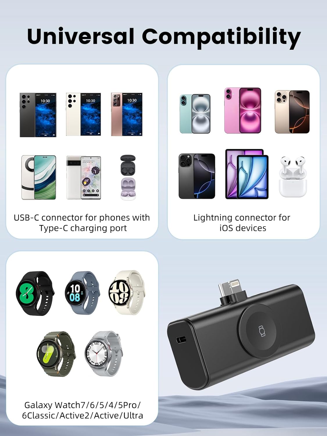 doeboe for Samsung Watch Charger - 5000mAh Magnetic Portable Charger for Galaxy Watch 8/8 Classic/Ultra/7, Mini Power Bank with USB-C, Travel Charging for & iPhone and Android Devices - Image 2