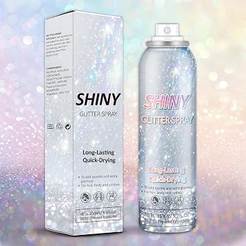 IONSGAKO Shiny Glitter Spray for Hair Body and Clothes, 5.2 Fl Oz | Long-Lasting Quick-Drying Holographic Ultra Fine Powder Glitter Hairspray for Festival Rave Stage Prom