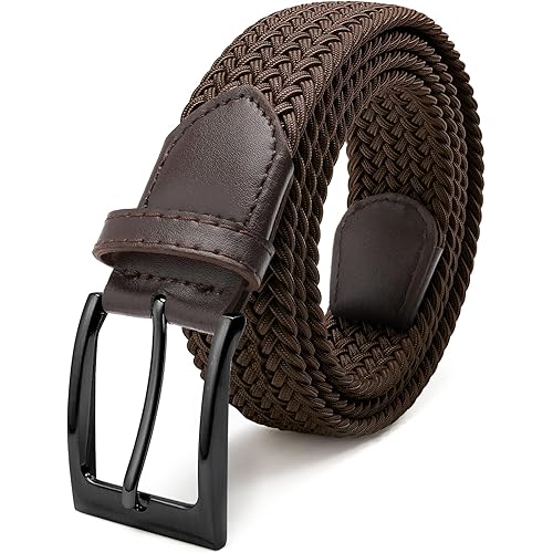 FAIRWIN Elastic Braided Stretch Mens Golf Casual Jeans Belts Woven 1 3/8" Nylon Work Belts for Men Pants Shorts