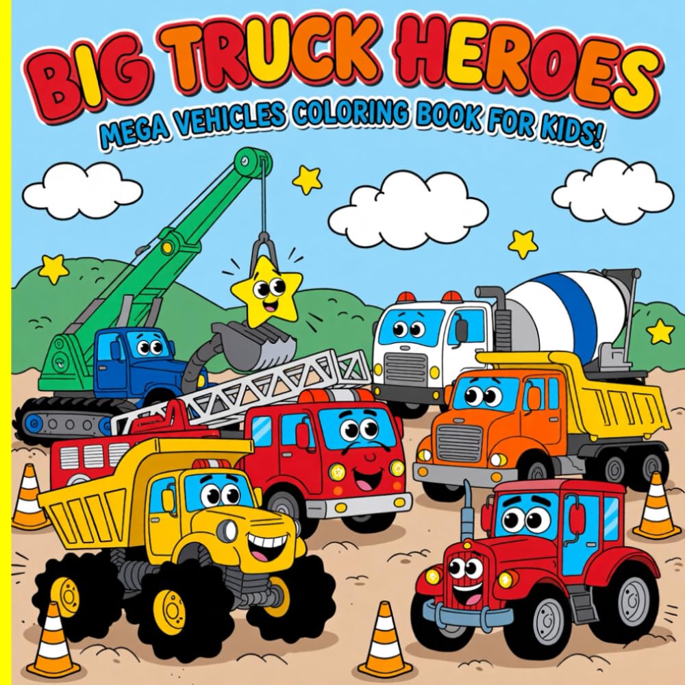 Big Truck Heroes: Mega Vehicles Coloring Book for Kids!