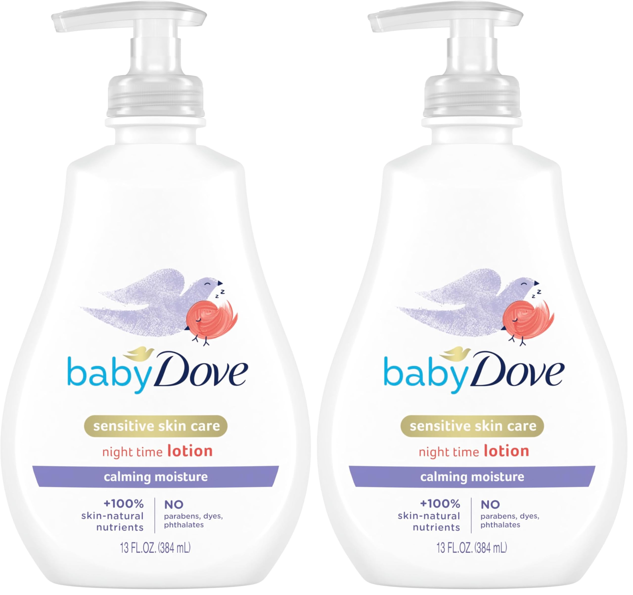 Baby Dove Sensitive Skin Care Baby Lotion For a Soothing Scented Lotion Calming Moisture Hypoallergenic and Dermatologist-Tested 13 oz (Pack of 2)