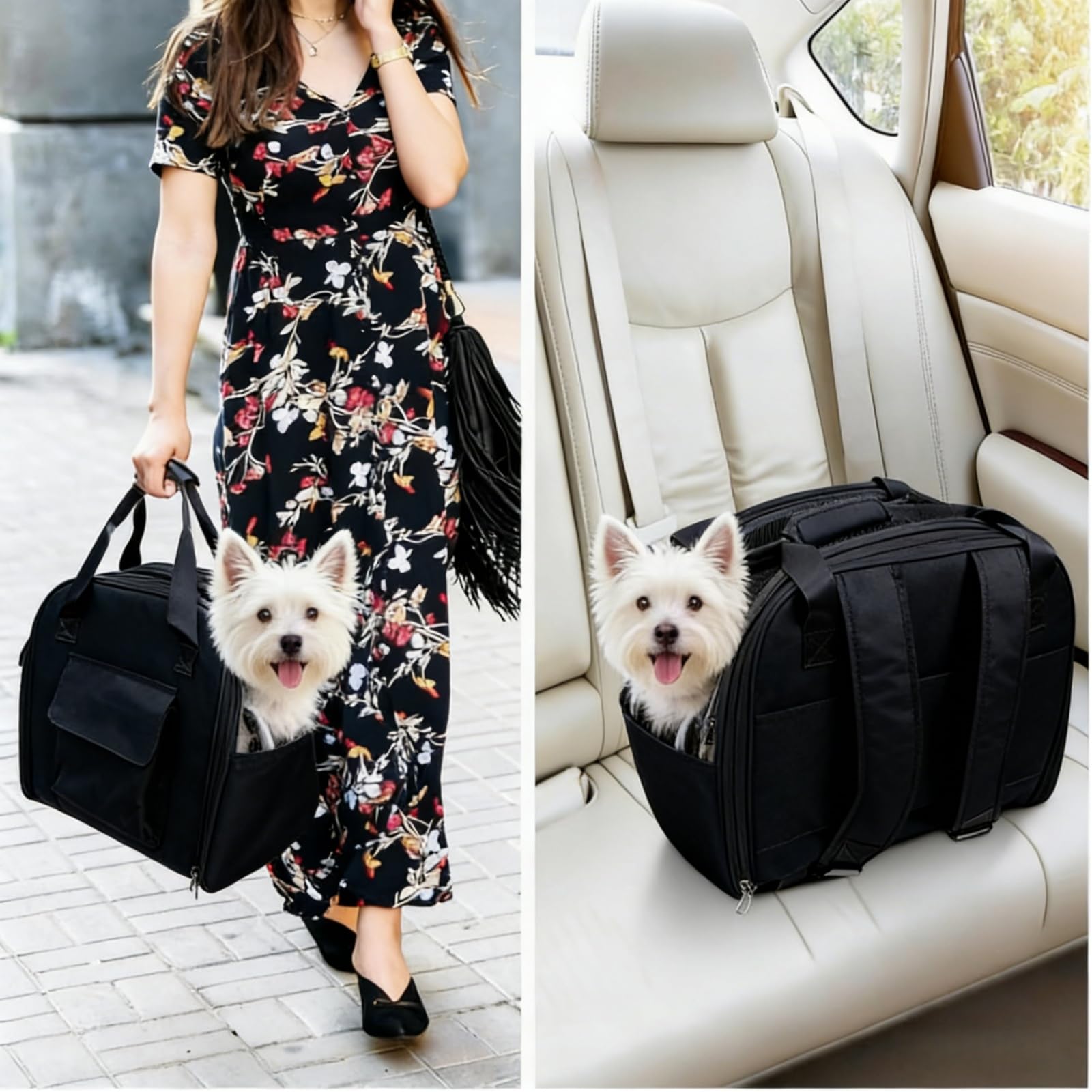 Black Cat Dog Backpack Carrier, Portable Cat Dog Tent, Expandable Large Soft Pet Carrier Backpack for Small Cats Dogs Puppies, Cats Travel Carrier Airline Approved Suitable for Hiking Camping - image 8