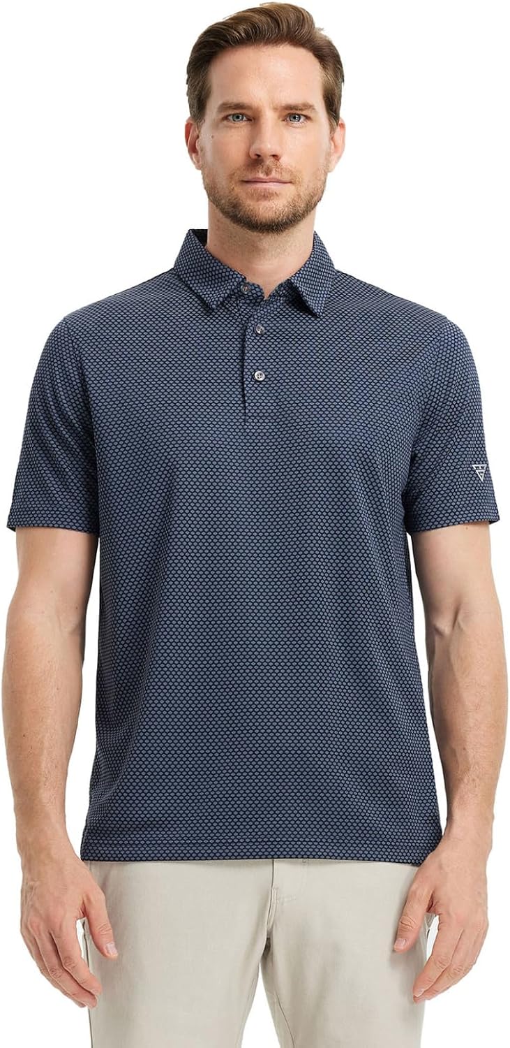 M MAELREG Golf Shirts for Men Moisture Wicking Jacquard Breathable Performance Dry Fit Collared Mens Polo Shirts Short Sleeve - Image 2