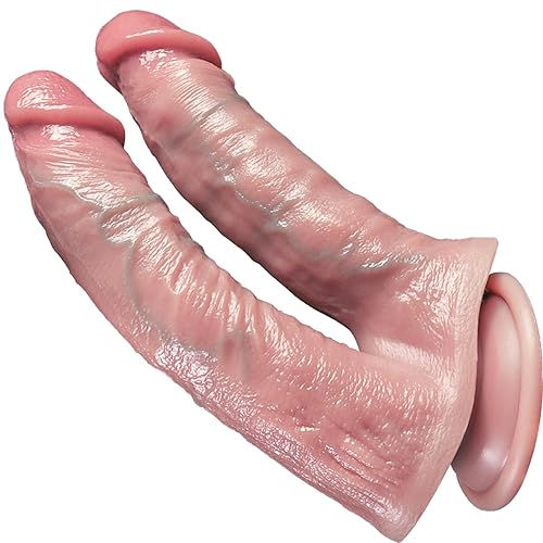 20CM Realistischer Doppeltköpfiger Flüssig Silikon Dildo Realistischer Dildo Klassische Dildos groß für G-Punkt-Stimulation mit Starkem Saugnapf Sexspielzeug Analdildo für Frauen und Männer