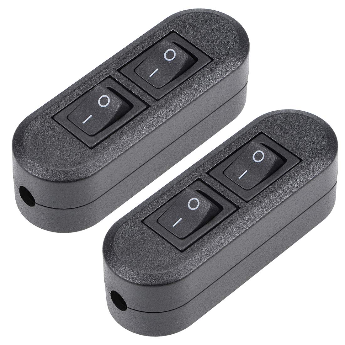 sourcing map Inline Cord Switch AC 250V 6A Duplex On-Off Feed-Through Rocker Switch for Bedroom Table Lamp Desk Light (Pack of 2)