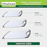 Vista 4 de Freshware Tablas de cortar para cocina, paquete de 3 tablas de cortar con diferentes tamaños, ranuras para jugos y asas antideslizantes, reversible