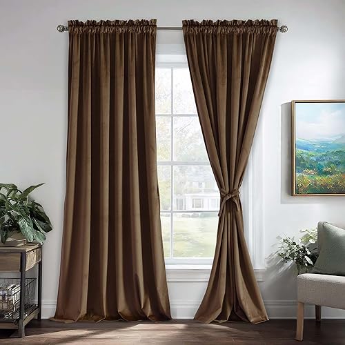 Miniatura 93 de Cortinas de terciopelo JIUZHEN, cortinas opacas suaves de terciopelo retro para dormitorio, cortinas elegantes con reducción de ruido y Rosa