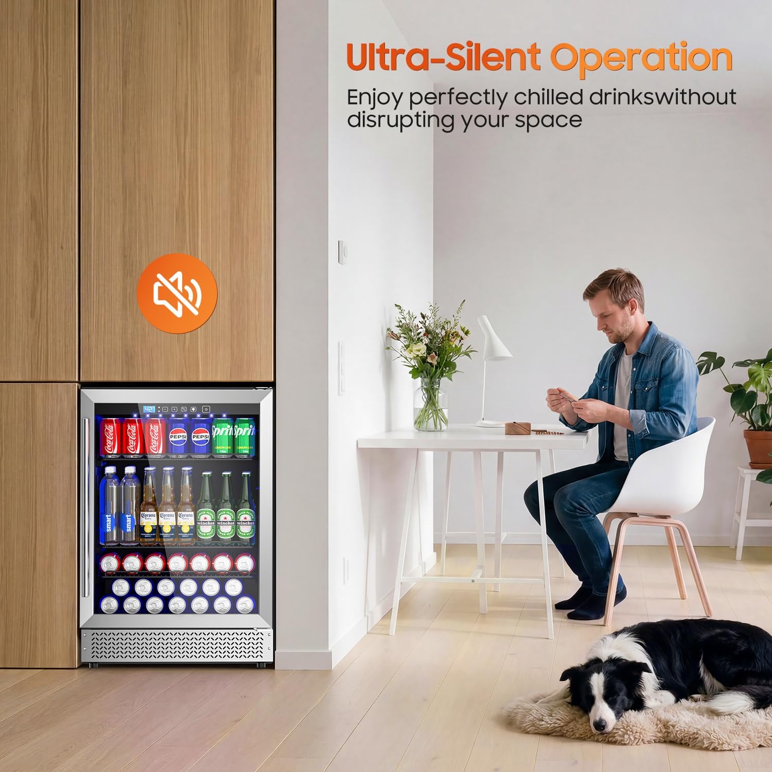 24’’ Beverage Refrigerator, 180 Cans Under Counter Refrigerator with Reversible Door, Built-in or Freestanding Drink Fridge with Glass Door & LED Light for Soda, Beer or Wine – Kitchen, Bar, Office