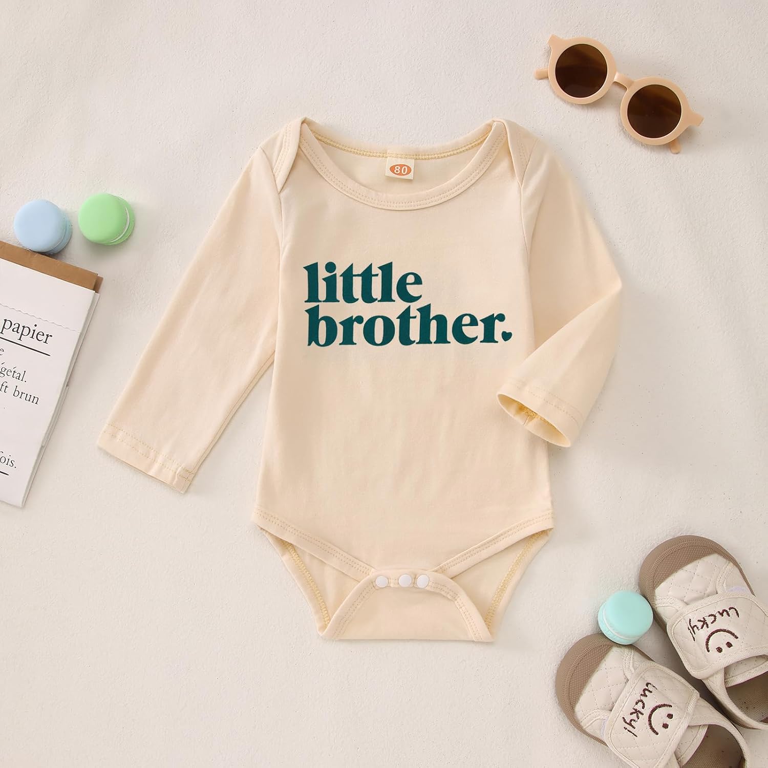 CM C&M WODRO Little Brother Newborn Outfit Baby Boy Announcement Bodysuit Lil Bro Onesie Romper Infant Coming Home Clothes - Image 4