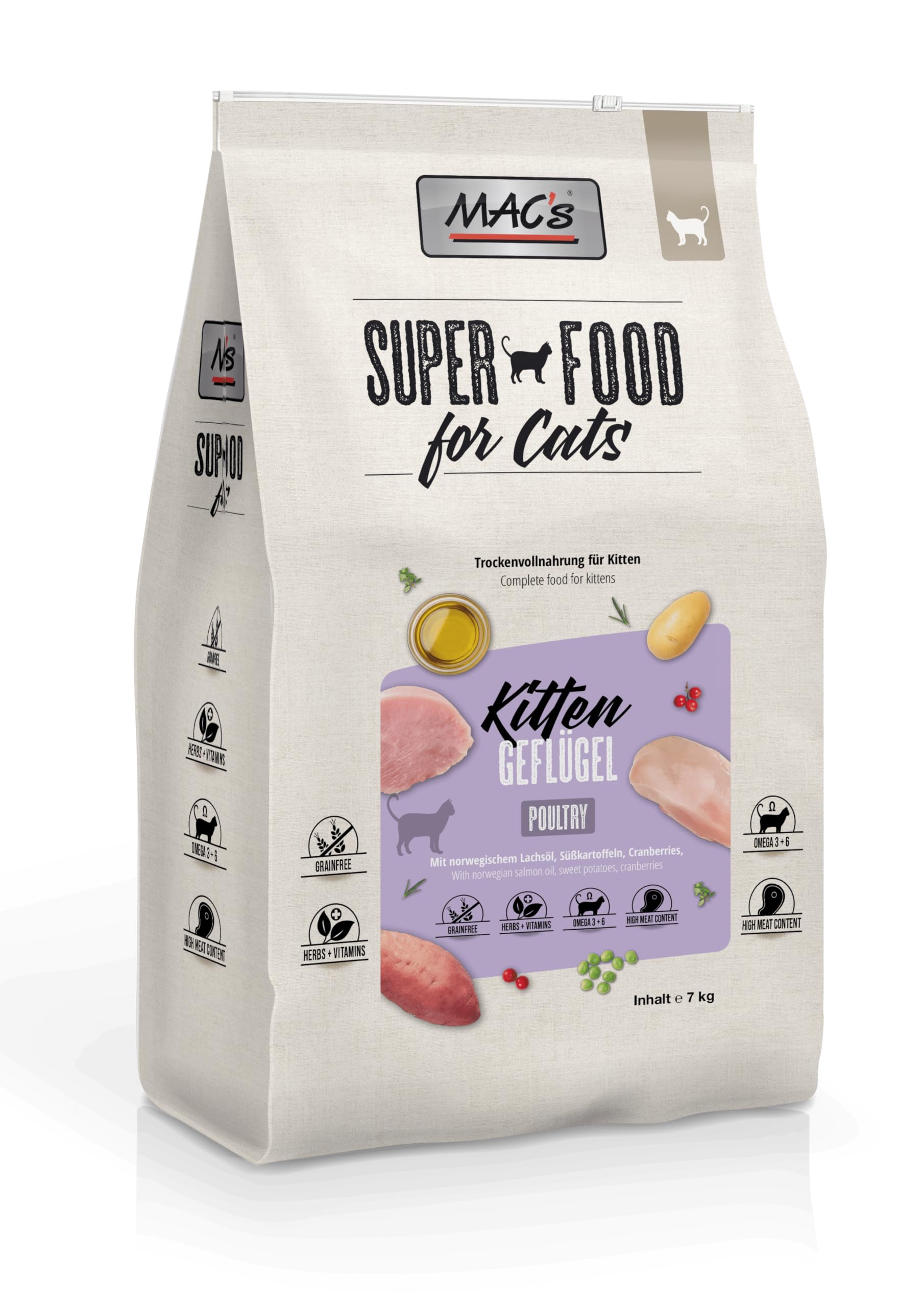 Mac's Comida para Gatos sin Cereales, 7 kg