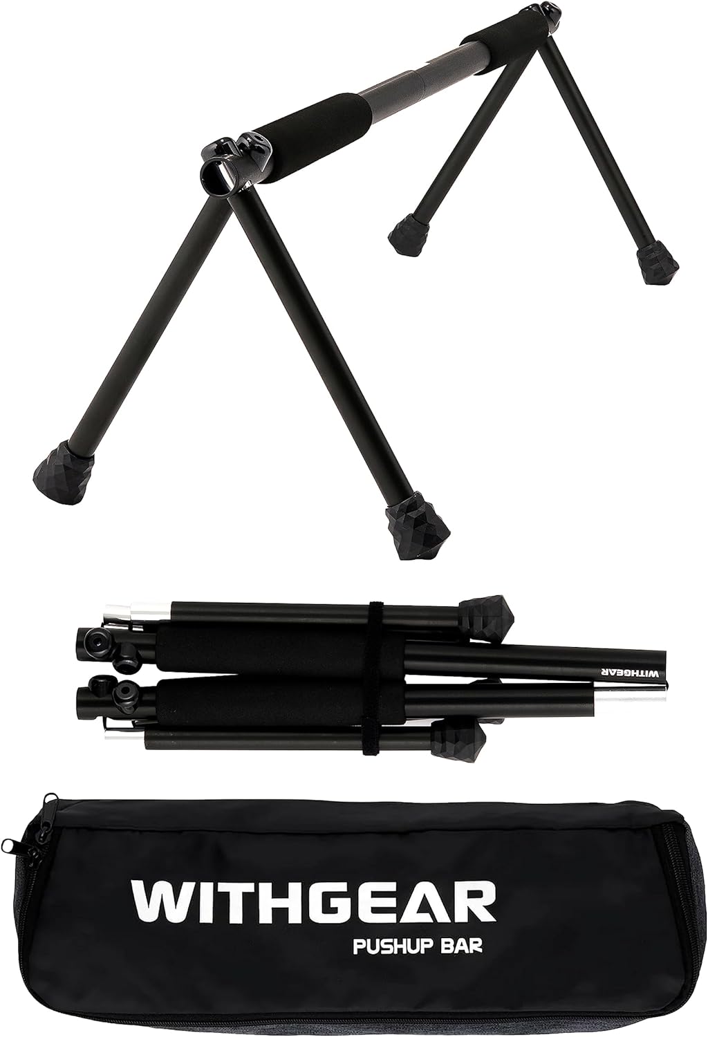 WITHGEAR Hawk Folding Push Up Bars - Lightweight Portable Dip Stands for Home Workouts, Indoor Outdoor Strength Training, Max 300kg Load