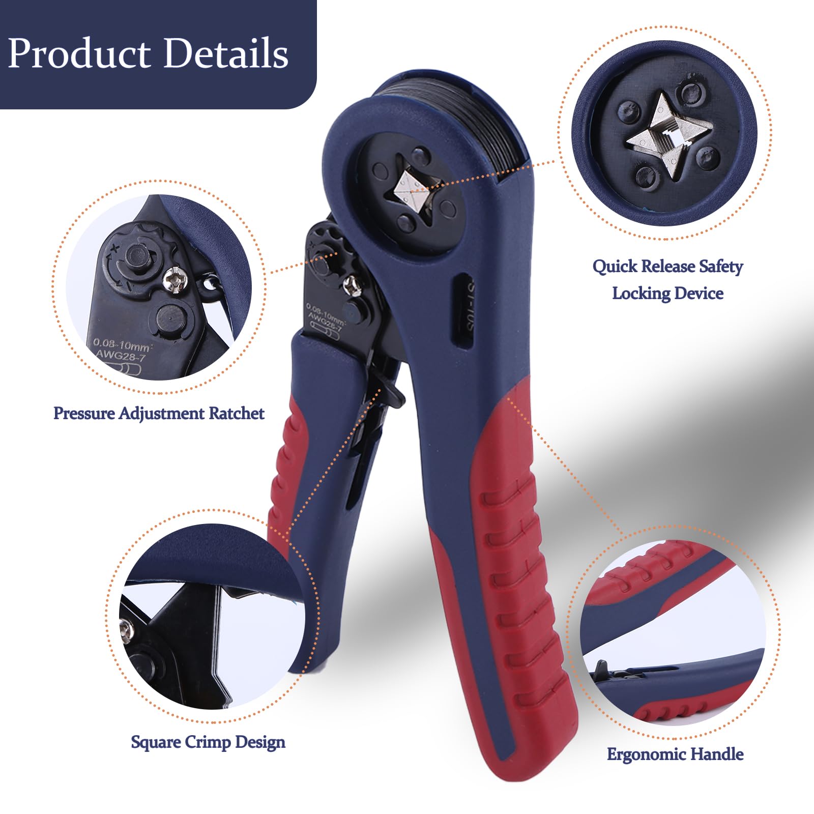 FitRepa Pinza Crimpatrice Capicorda Crimpatrice Capicorda per 0.08-10 mm² Crimpatrice Puntalini con 1200 pezzi di Terminali Elettrici, per Estremità Cavi Elettrici