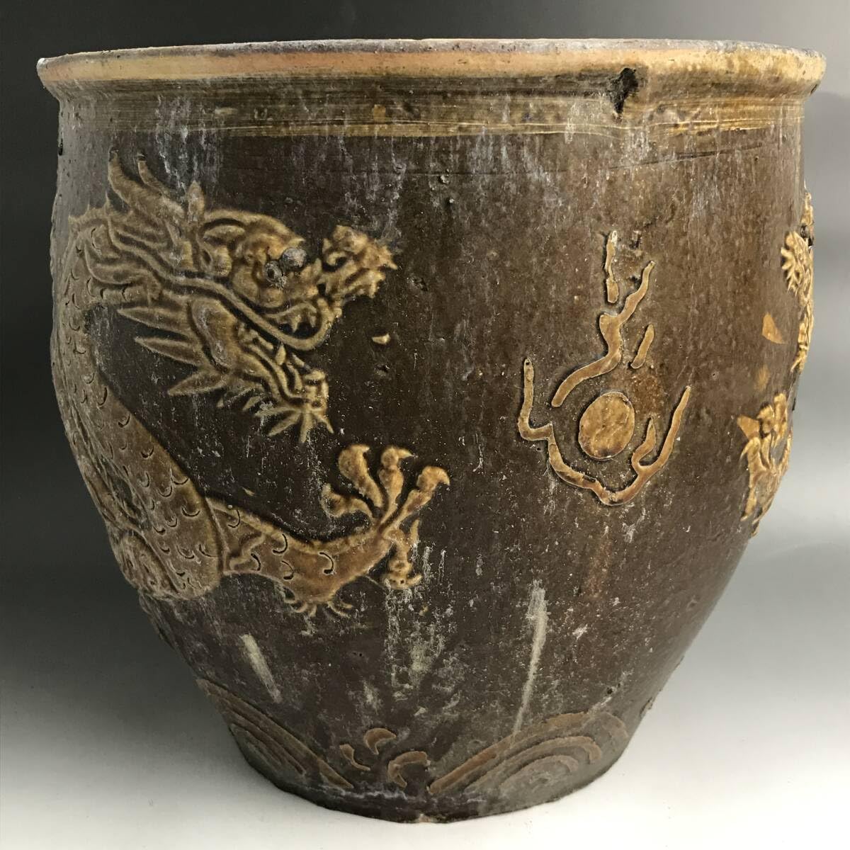 大明萬暦年製　絵鉢　長方　龍の絵付け 大明萬暦年製 絵鉢 長方 龍の絵付け 大明萬暦年製 絵鉢 長方 龍