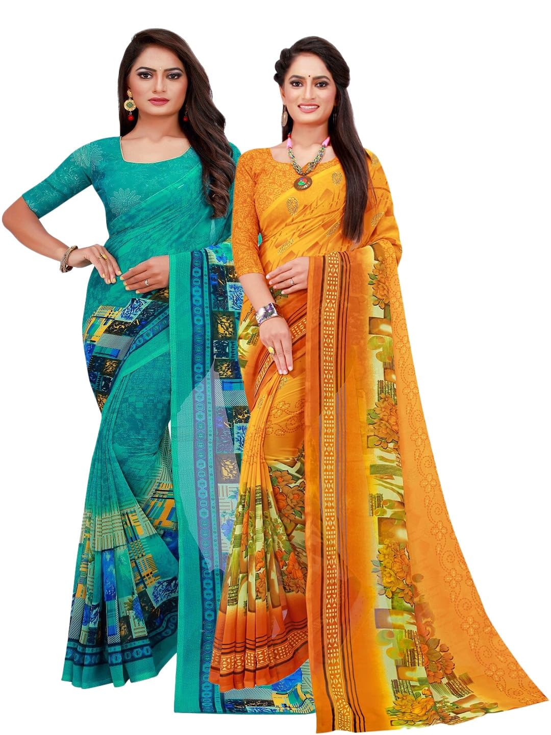 MtrollsPack of 2 Georgette Sarees - 17992886, Multicolor, One Size