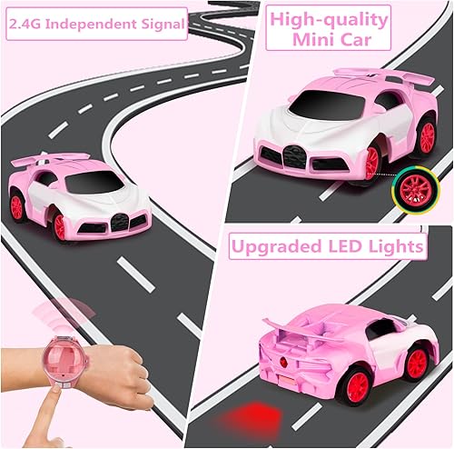 Miniatura 6 de Reloj de juguete con control remoto, mini muñeca mejorada de 2.4 GHz con control remoto para niños, TikTok de dibujos animados RC Watch Racing Car,