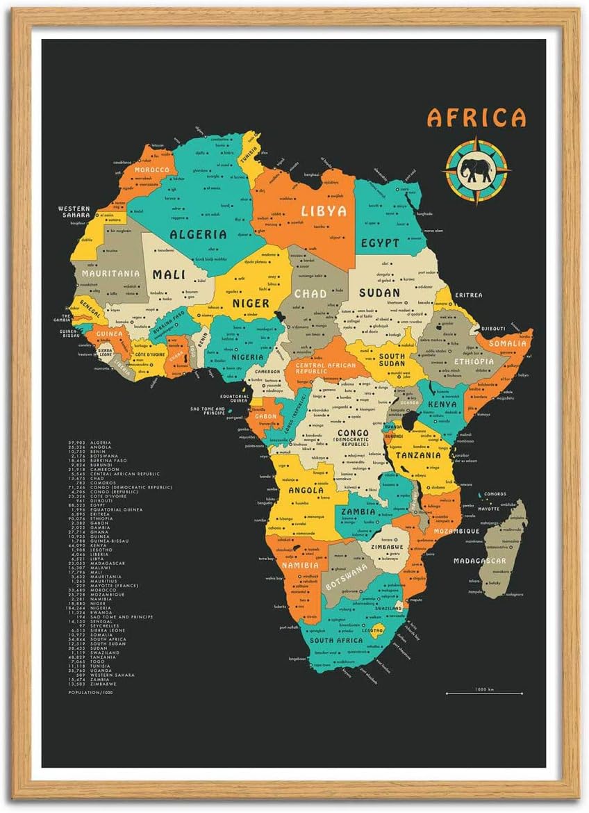 Wall Editions Art-Poster - Africa Map - Jazzberry Blue, 19.7 x 27.5 inches - Image 5
