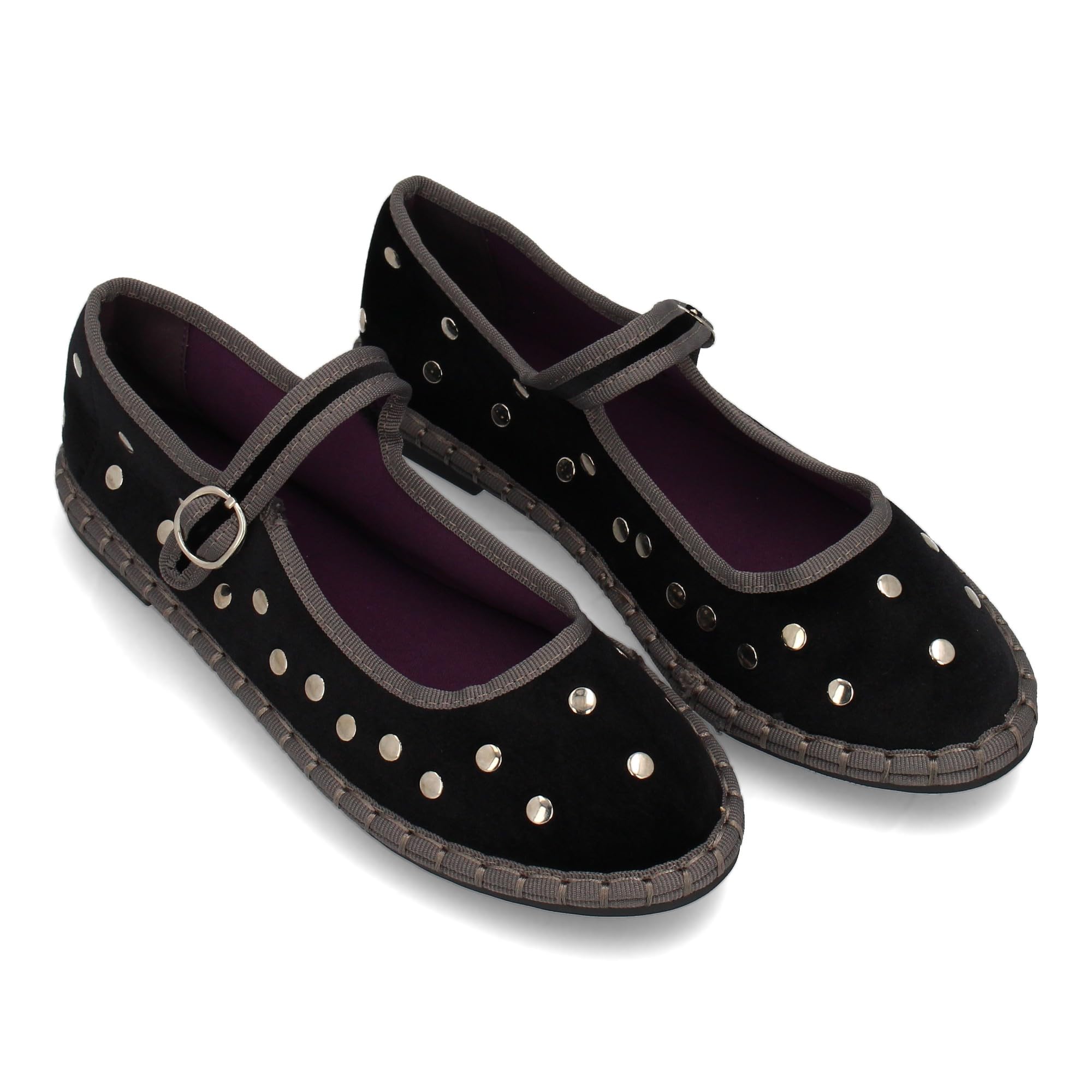 shoes&blues.es Bailarina con Cierre de Hebilla y Tachuelas metalicas. Suela Flexible y Ligera. Ideal para Otono Invierno.