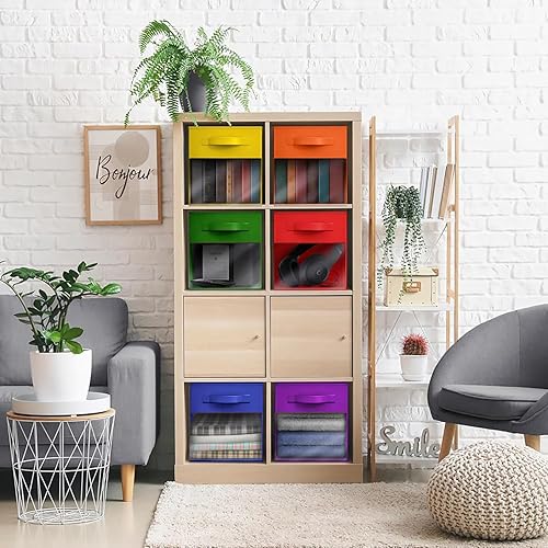 Miniatura 4 de Sorbus Contenedores de almacenamiento de 13 pulgadas con ventana transparente, 6 cestas plegables para organizar ropa, juguetes, libros, cubos de