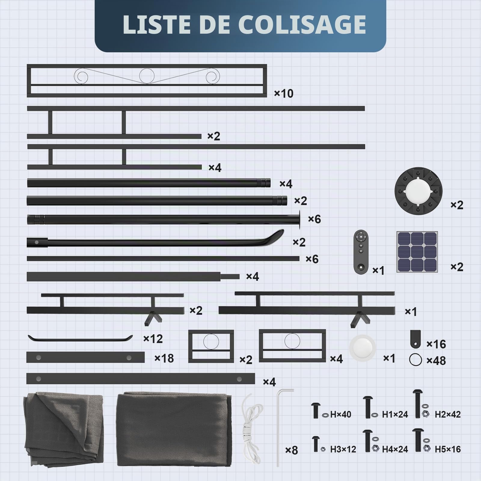 JUMMICO Tonnelle de Jardin 3x6 avec Éclairage Solaire, Toit Double Couche, Structure Métallique Robuste, Résistant au Vent, à la Pluie et aux UV, Abri pour Fêtes et Réceptions de 6 à 10 Personnes Gris
