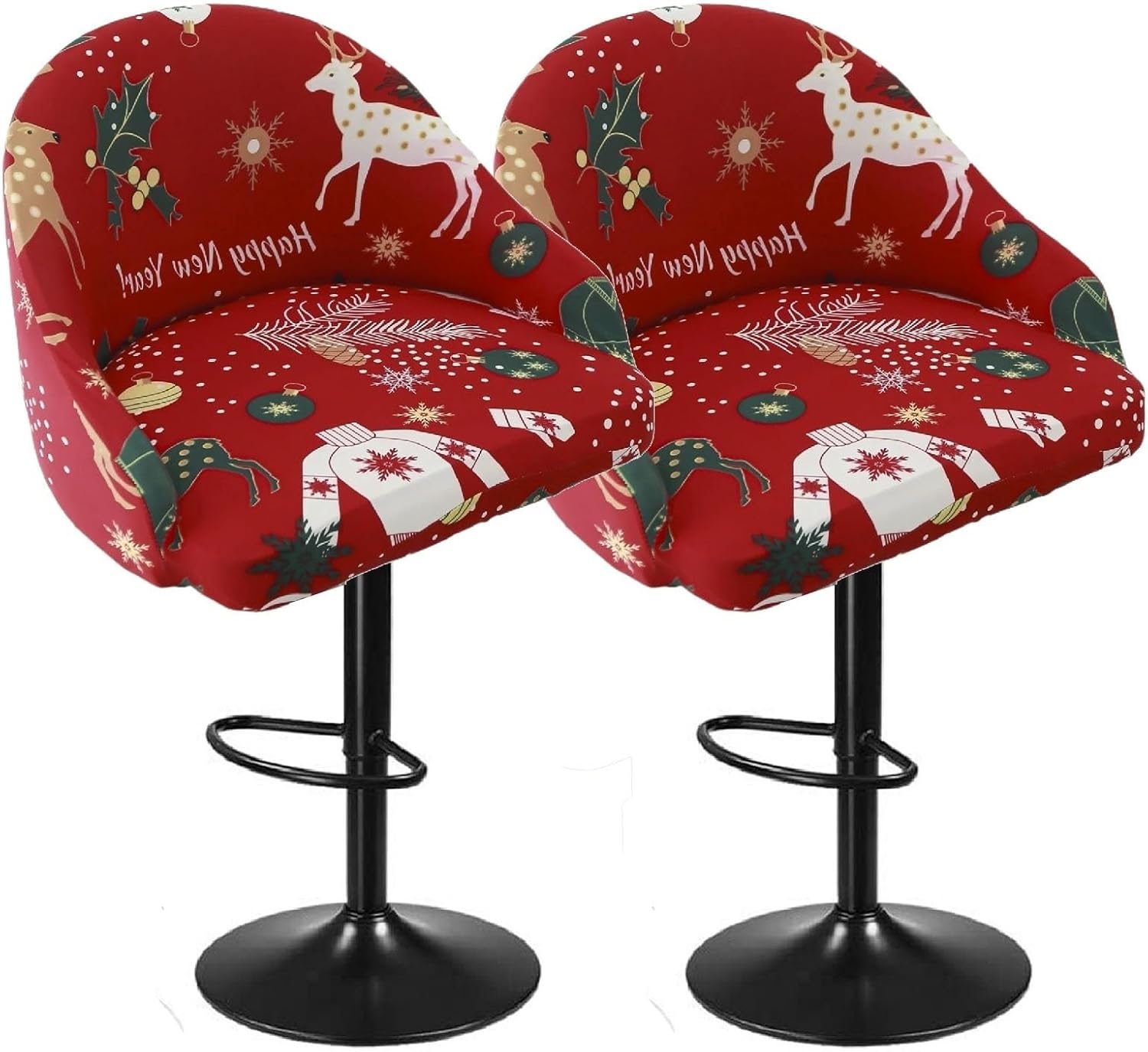 Printed Bar Stool Covers With Backs Round, Stretch Kitchen Dining Room Chair Cover Slipcovers Curved Round Back Bar High Stool Slipcovers With Arms Swivel Chair Protector For Counter Desk Home(Purple,