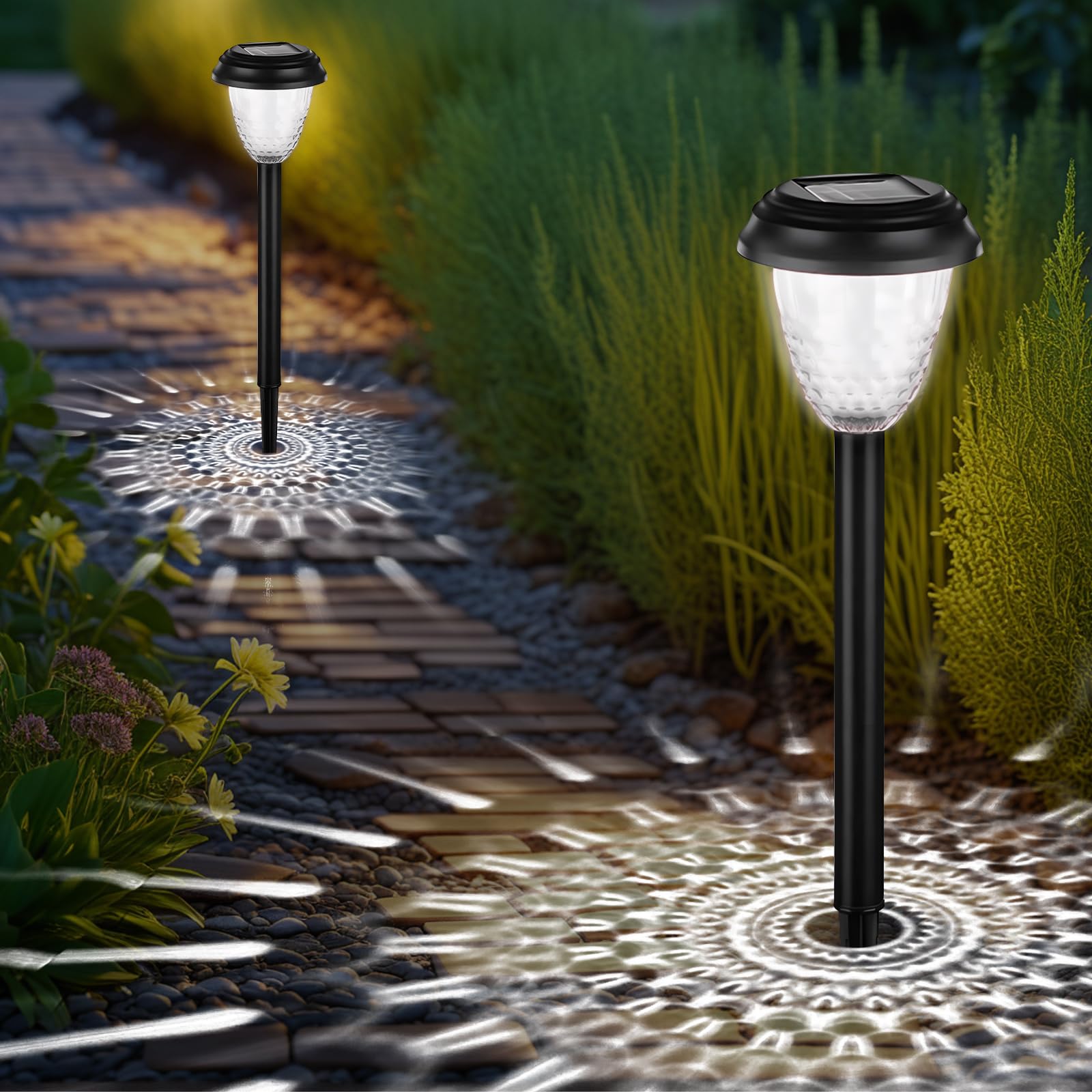 MIFXIN New 6 Pack Solar Outdoor Garden Lights, Solar Waterproof Path Lights, LED Auto Switch Up to 12 Hours - Image 2