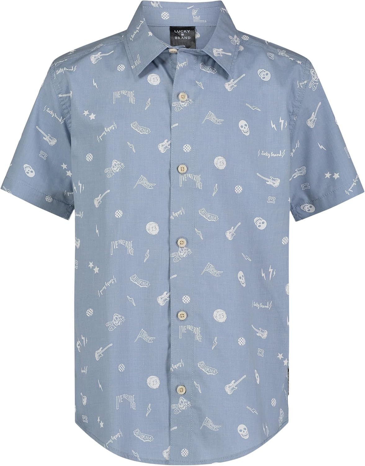Lucky Brand Boys' Short Sleeve Woven Button-Down Shirt
